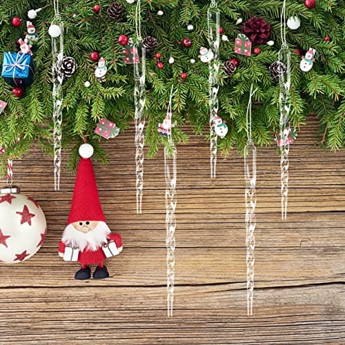 HERZWILD 30Pcs Stalactites Sapin Noël Glaçon Ornement Suspendu en Acrylique, Décoration de Noël en Forme de Stalactites en Acrylique