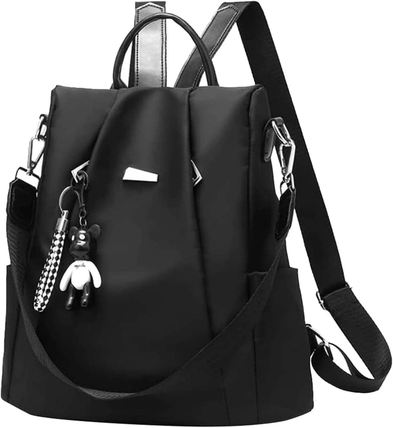 Eshow Sac à Dos Femme Antivol, Sacs à Main Portés Dos Femme, Petit Sac Bandoulière Fort Backpack Loisirs Casual Léger pour Voyage L'école Travail Université Collège Shopping Noir