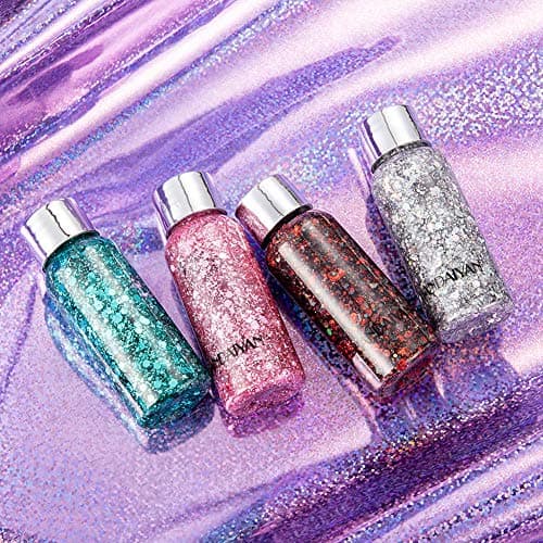 GL-Turelifes Sirène Paillettes Chunky Glitter Liquide Fard À Paupières Glitter Body Gel Festival Glitter Cosmétique Visage Cheveux Ongles Maquillage Longue Durée Mousseux 30g (03# Rose)