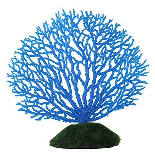 Fdit Ornements Artificielle Décoration Corail Plante Ornement Silicone Décoration Artificielle pour Aquarium Réservoir Poissons(Bleu)