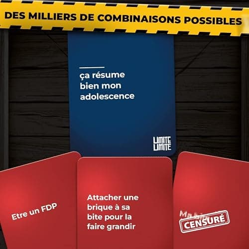 LIMITE LIMITE LIMITE - Nouvelle Edition - L’Extension Trash du Jeu Culte de Soirée - Jeu de Société pour Adultes - Anniversaires, Vacances, Cadeau - Humour Noir