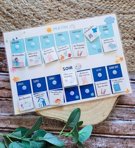 Tableau de routine journalière du matin et du soir pour enfant