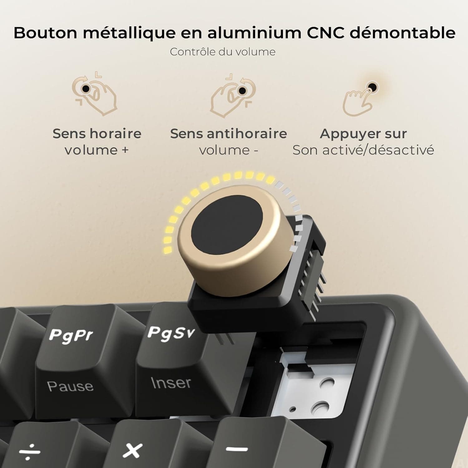 RK ROYAL KLUDGE R98 Pro Clavier Mécanique Filaire, Clavier Gamer 96% AZERTY, Rétroéclairage RGB, Touches PBT, Gasket Structure, Molette de Volume, Hot-Swap Switch Creamy Linéaire Pré-lubrifié