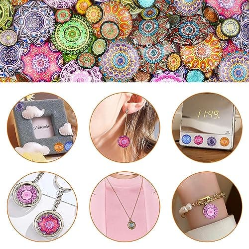 LIMITADA 150 Pcs Cabochon Verre Mosaïque Cabochon Verre 25 mm/12mm Cabochons pour Bijoux de Couleur Mélangée Cabochon Rond Verre Cabochon Verre Vitrail pour Fabrication de Bijoux Artisanale Pendentif