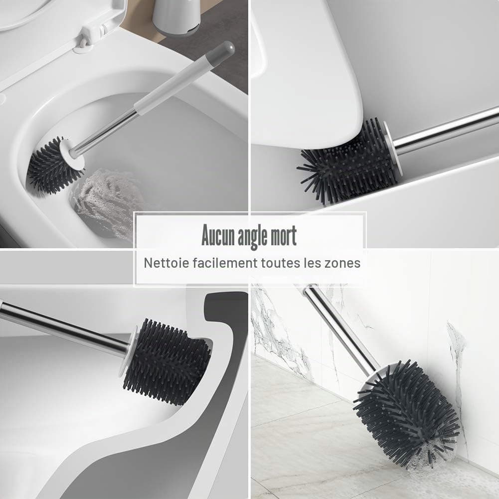 Ibergrif Brosse Toilettes WC Silicone et Supports, Balai Toilette WC Blanc