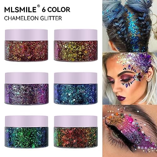 Caméléon corps Flash, visage bloc Flash, ombre à paupières Flash yeux, visage, cheveux, lèvres et corps Festival Flash cosmétiques changer de couleur flash dans la lumière (#01 rose)