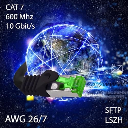 1 M Câble Réseau Cat.7 Pack de 10 Câble Patch Cat7 Câble Lan Ethernet RJ45 10 Gbit/s (Toutes Vitesses Internet) 10 Couleurs 1 Mètre