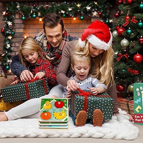 Funsland Puzzle Bois Bebe, 4 Pièces Puzzle en Bois Enfant À Puzzle Encastrement de Animaux, Fruits, Animaux Marins, Jouet Éducatif, Montessori Jouets Cadeaux pour Bebe 1 2 3 an