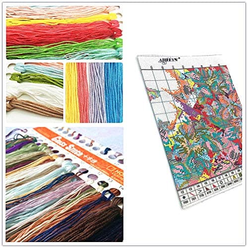 Abillyn Kit de broderie au point de croix Motif Noël bonhomme de neige oiseaux estampillé avec motif imprimé Noël