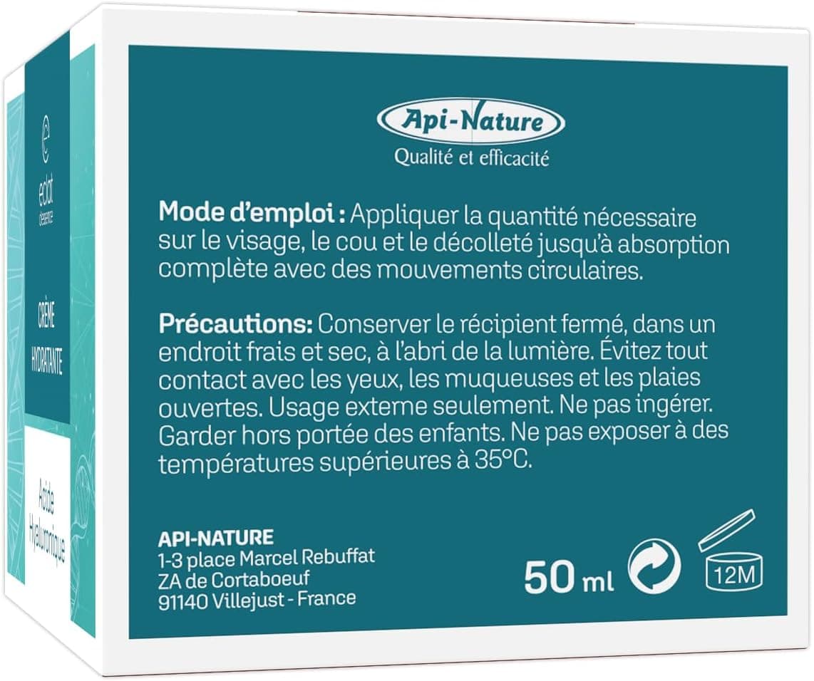 Éclat d’Essence Crème à l’Acide Hyaluronique Api-Nature, 50 ml
