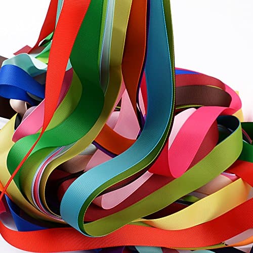BUONDAC Lot de 6mm / 9mm / 22mm / 25mm Ruban Gros-Grain Décoratif Polyester Ruban Biais Multicouleur Décoration Loisirs Créatif Mariage Artisanat DIY (17/24 / 25 Couleur)
