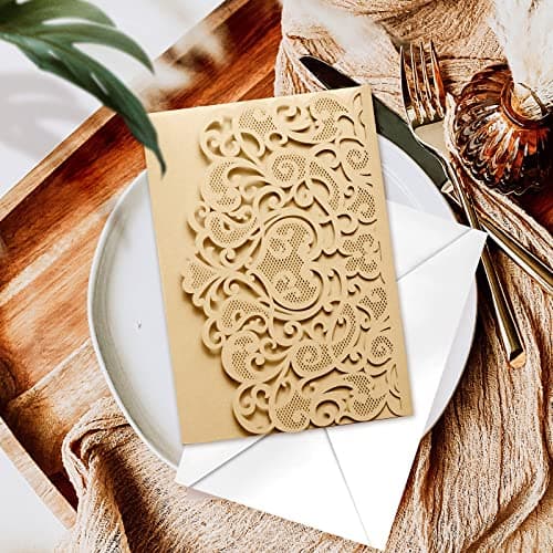 Siumir Carte Feliciation Mariage Pop Up 3D Carte Voeux Mariage avec Enveloppe Carte de Mariage Carte Cadeau pour Saint-Valentin, Anniversaire de Mariage (L'or)