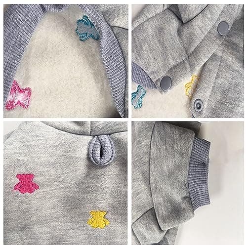 LeerKing Sweats à Capuche pour Chien Chaud Sweatshirt en Coton Chiot Vêtement pour Moyen Petit Chien Chat Gris XXS