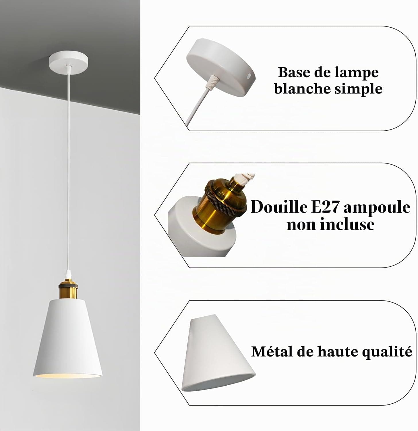 Suspension Luminaire Vintage,Lustre E27 Hauteur Réglable 150cm