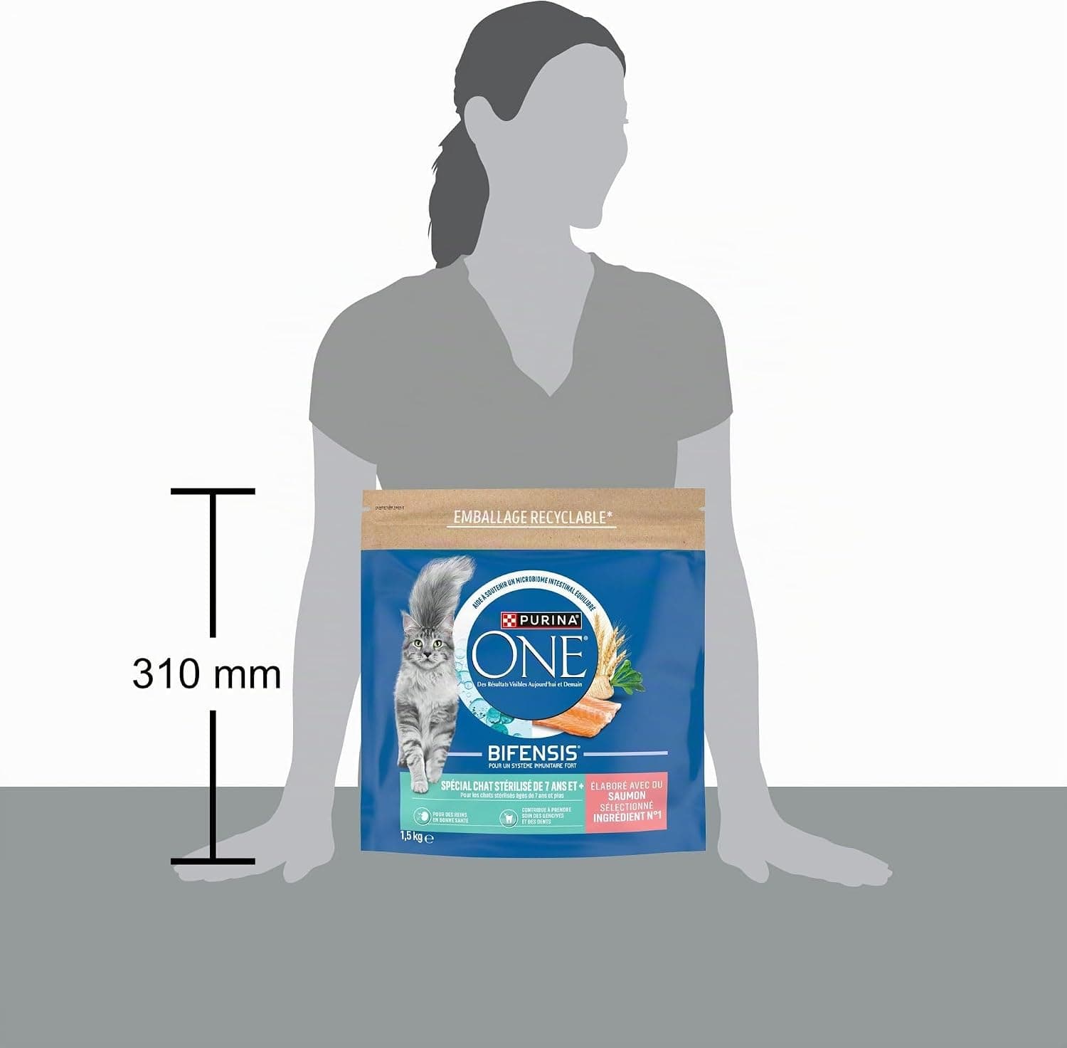 PURINA ONE Bifensis - Croquettes Chat Senior 7+ au Saumon - Sac de 1,5 kg | Croquettes Chat Senior Saveur Saumon - Soutient les fonctions vitales, l'immunité et protège le microbiome - Santé Chat