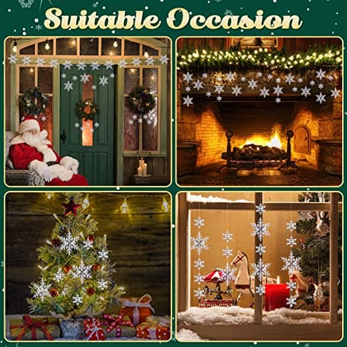 25 Pièces Acrylique Ornements de Flocons de Neige, Hiver Décorations avec Ligne De Cristal pour Fenêtres Cheminée Sapin de Noël