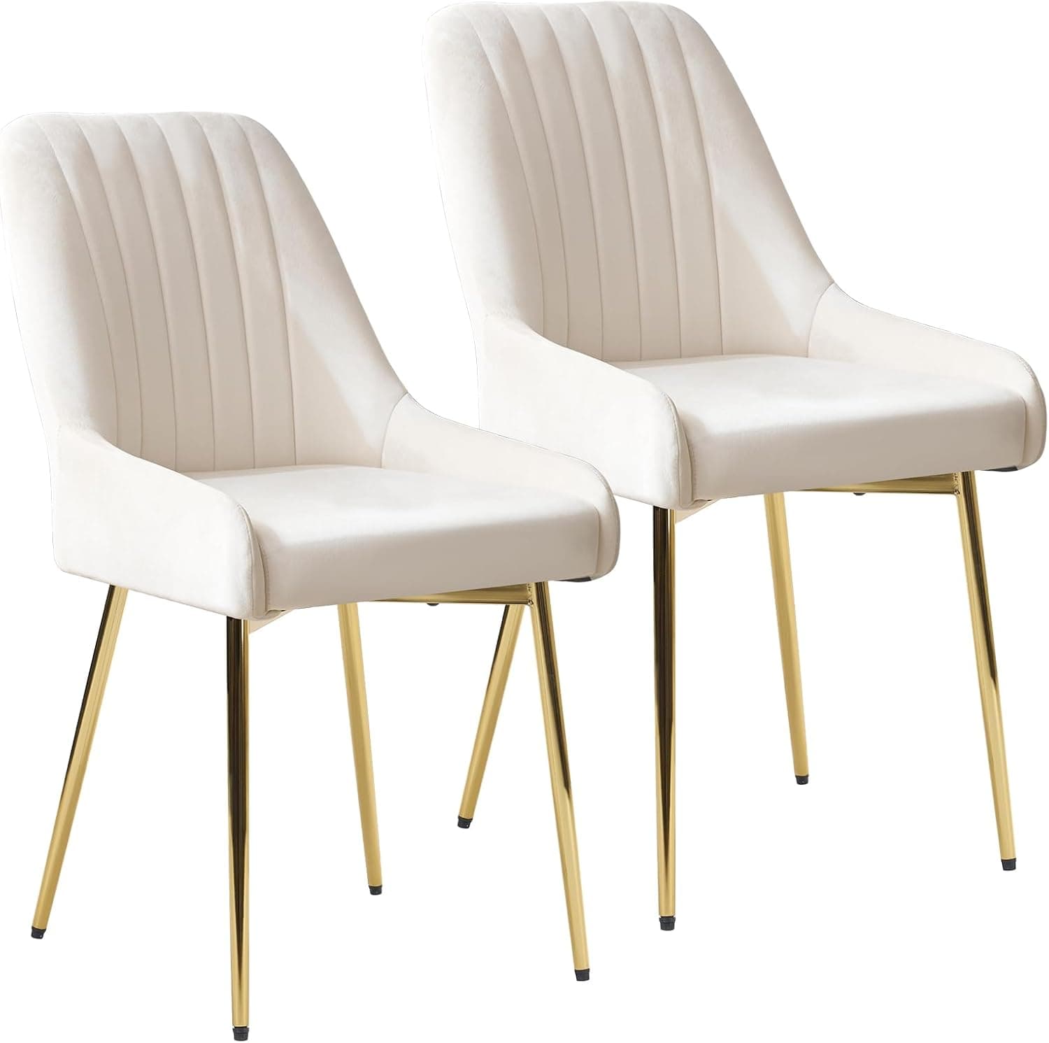 SEPNINE Chaises de Salle à Manger Lot de 2, Chaise en Velours pour Salle à Manger Scandinave, Chaise de Cuisine avec Coussin Rembourré épais, Chaise de Salon avec Pieds en Métal Doré