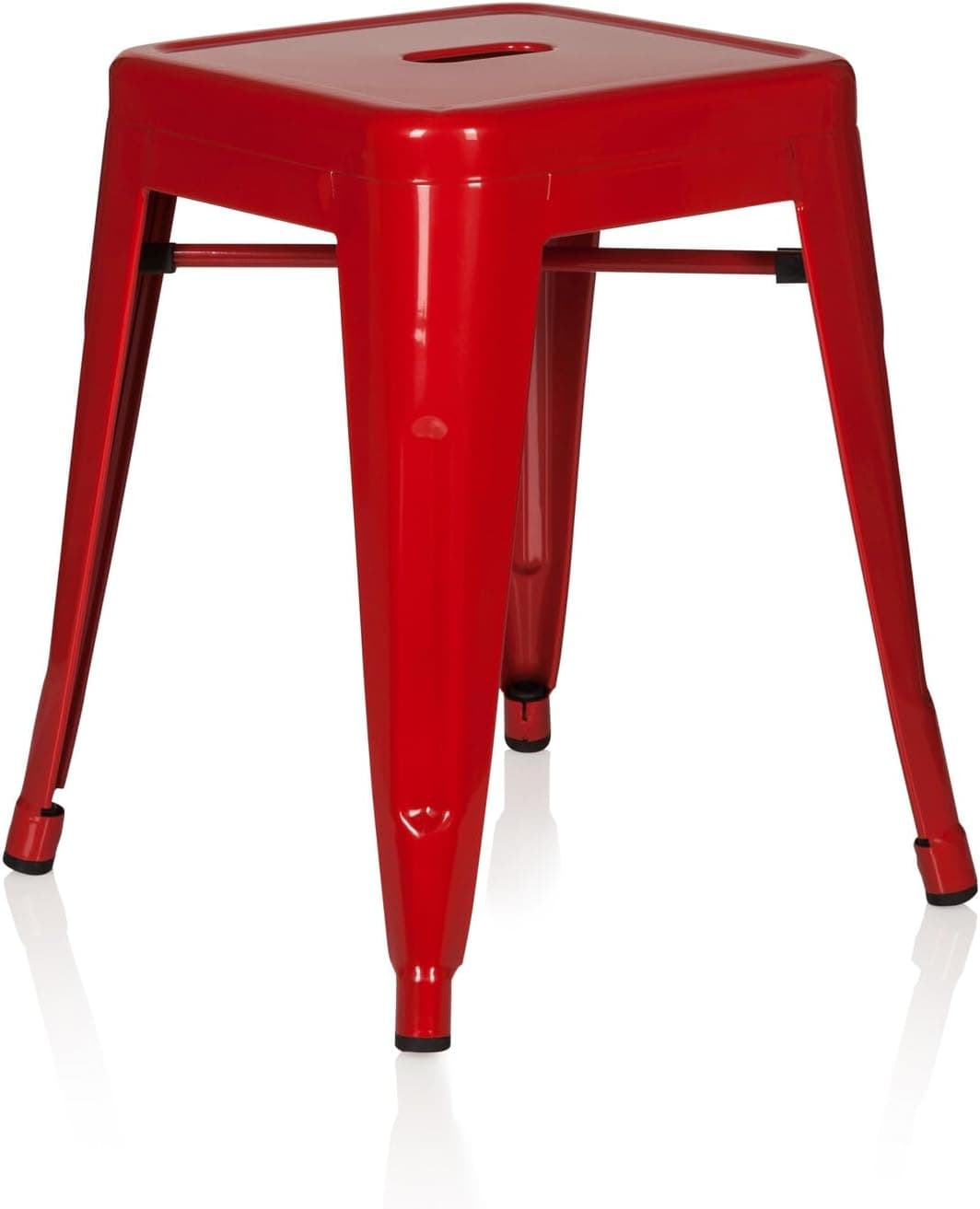 hjh OFFICE 645001 Tabouret bistrot VANTAGGIO Métal Rouge, Tabouret au Look Industriel et Moderne, empilable | Construction en acier robuste, charge jusqu'à 150 kg, rouge