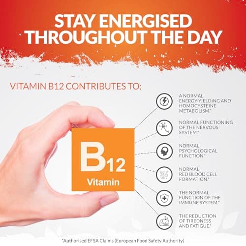 Vitamine B12 1000μg - Puissance Élevée de B12 Méthylcobalamine - 180 Comprimés Végétaliens (Approvisionnement pour 6 Mois) - Nu U Nutrition