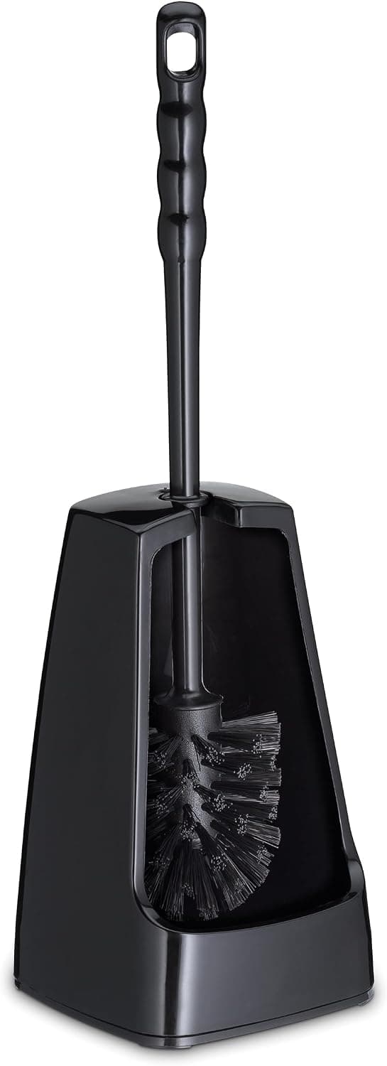 kela Brosse à WC avec réservoir Semi-Ouvert, 38 cm, Brosse pour Toilettes, Ensemble Brosse WC Levin, Noir