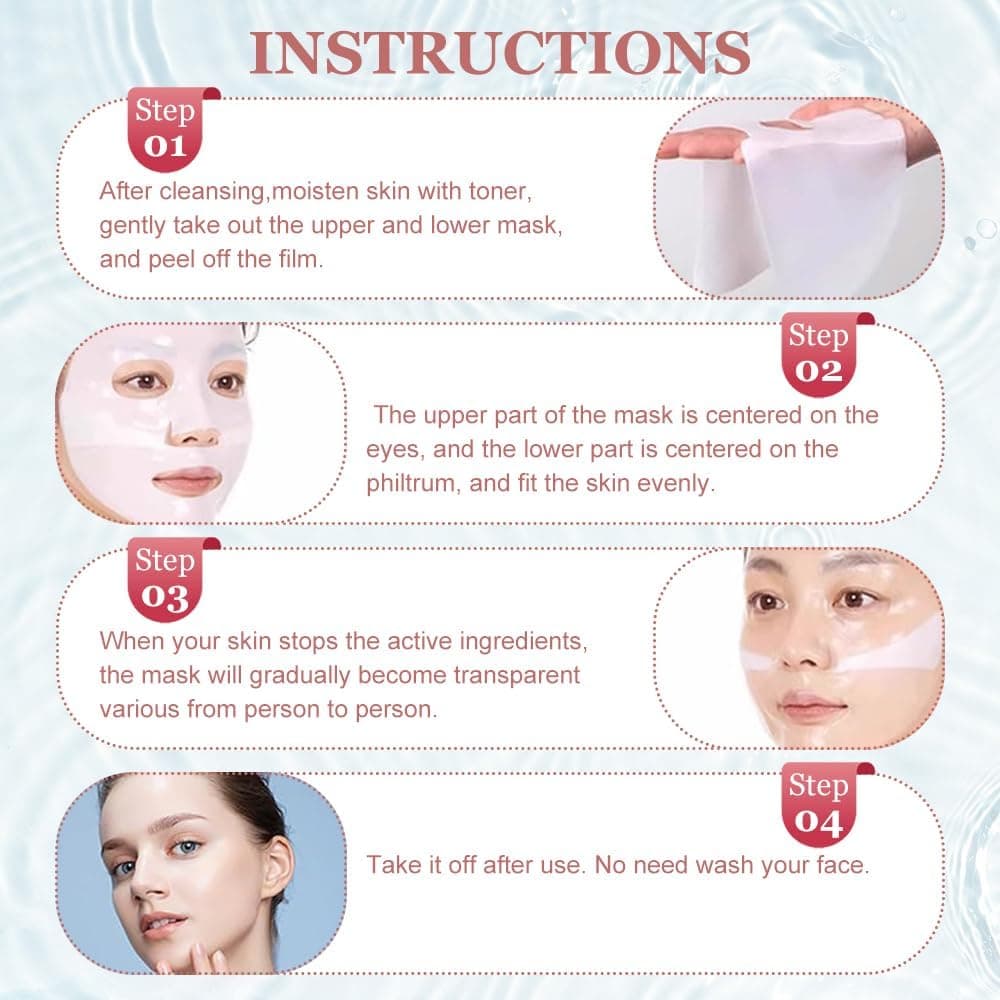 Bio-Collagen Real Deep Mask, Bio Collagen Face Mask Overnight, Anti-âge Mask Collagen, Film de collagène Hydratant Masque anti-rides Réduire les ridules