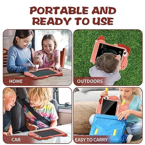 ACAMMZAR Tableau Enfant Ardoise Magique d'écriture LCD Jouet de 8,5 Pouces, Tablette Enfants, Tableau Dessin Enfants de 2 3 4 5 6 7 Ans, Filles Garçons Cadeau d'anniversaire, Dinosaure Jouets, Rose