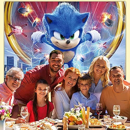 Forhome Sonic Décoration de Fête, 26 PCS Sonic Party Décorations Anniversaire Kit,sonic Photographie Décoration 150 * 100cm,Sonic The Hedgehog Ballon pour Enfants Décorations de Fête