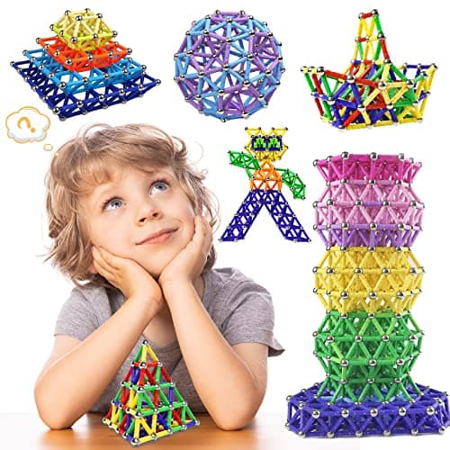 Jvchengxi 320 Pièces Bâtons Magnétiques, Jouets de Construction éducatifs Cadeau Ensemble 3D Jouet de Puzzle des Adultes et des Enfants (Plus de 6 Ans)