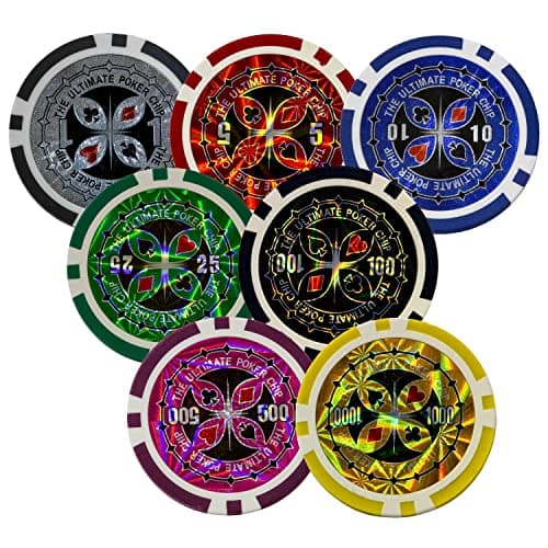 GAMES PLANET Set de Poker avec 1000 jetons Laser, 2 valises de Poker, Silver