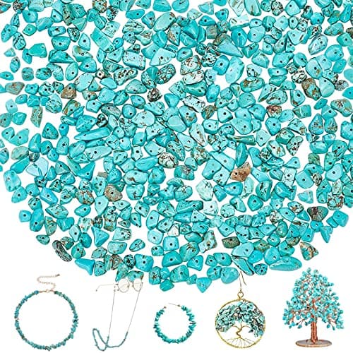 Lot de 300 perles en pierres précieuses avec trou - Perles irrégulières à enfiler - Avec trou - Pour la fabrication de bijoux, boucles d'oreilles, bagues, accessoires de bricolage (aventurine verte)