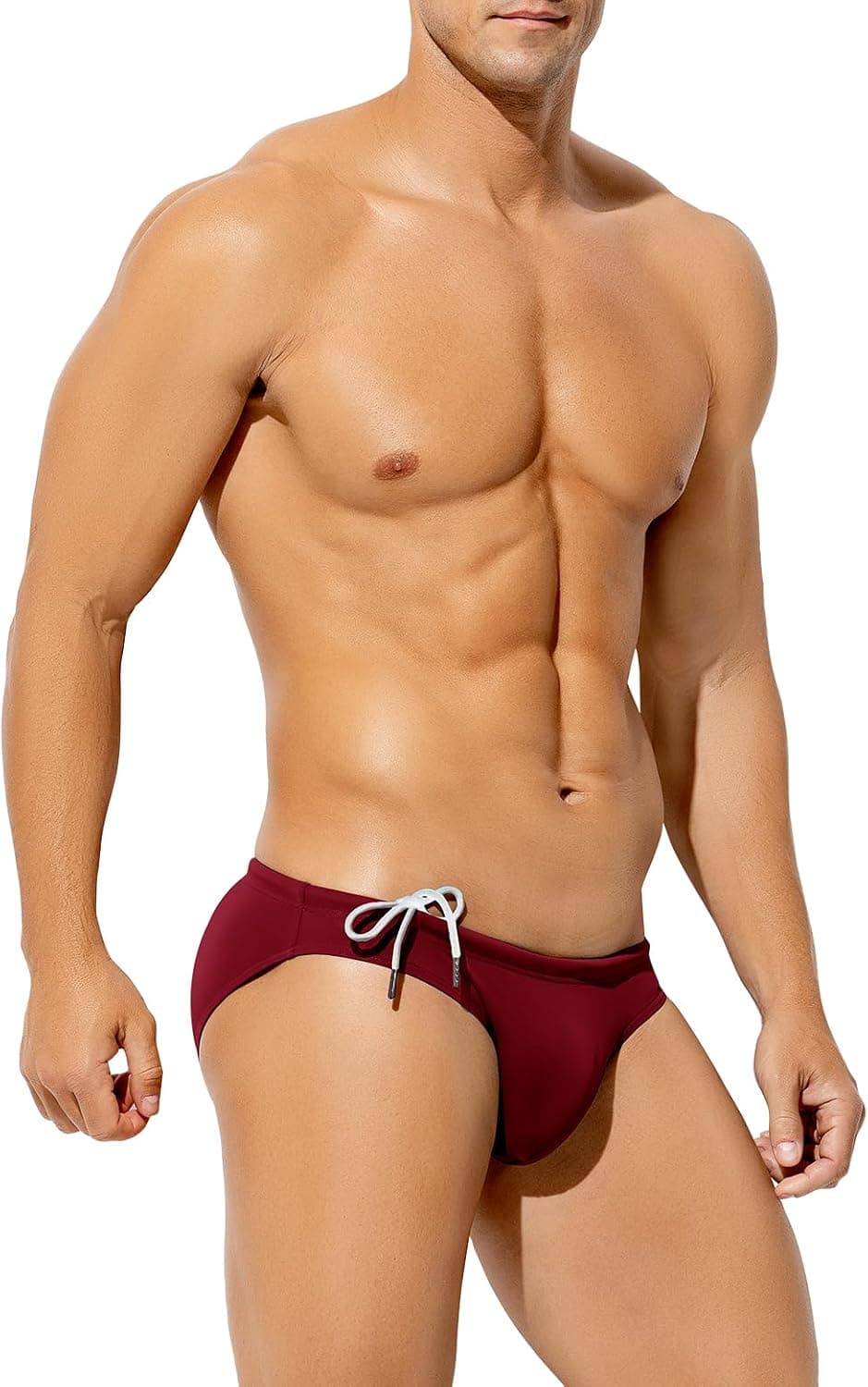 Casey Kevin Slips de Bain Homme Maillot de Bain Bikini Slips Taille Basse Swim Briefs pour Piscine Plage Cordon de Serrage Ajustable