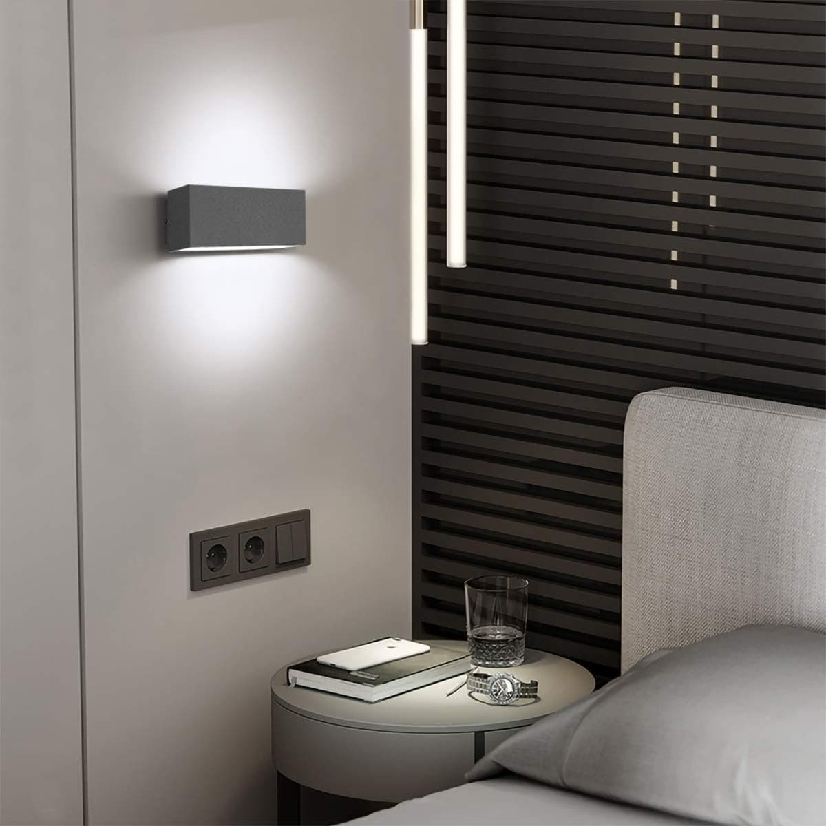 12W Applique Murale led Intérieur exterieur Lampe murale LED Moderne Imperméable IP65 Appliques Murales interieures en Aluminium pour Salon Escalier Couloir Jardin (Gris/Blanc Froid)