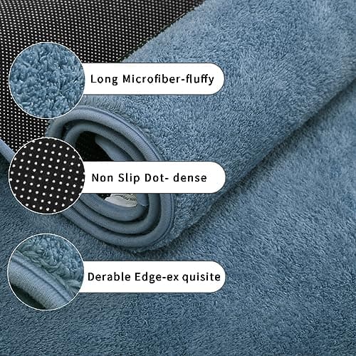 Rururug Tapis Salle de Bain, Tapis de Bain Bleu 50x120cm, Microfibre Tapis Absorbant Antidérapants Lavable en Machine