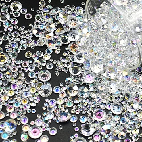 4000 pièces Diamants Acryliques Artificiels 3mm,6mm,10mm Table Décoration Diamants Acryliques pour Décoration Noël Mariage Fête D'anniversaire Table Décoration Mariage (Diamants de couleur AB)