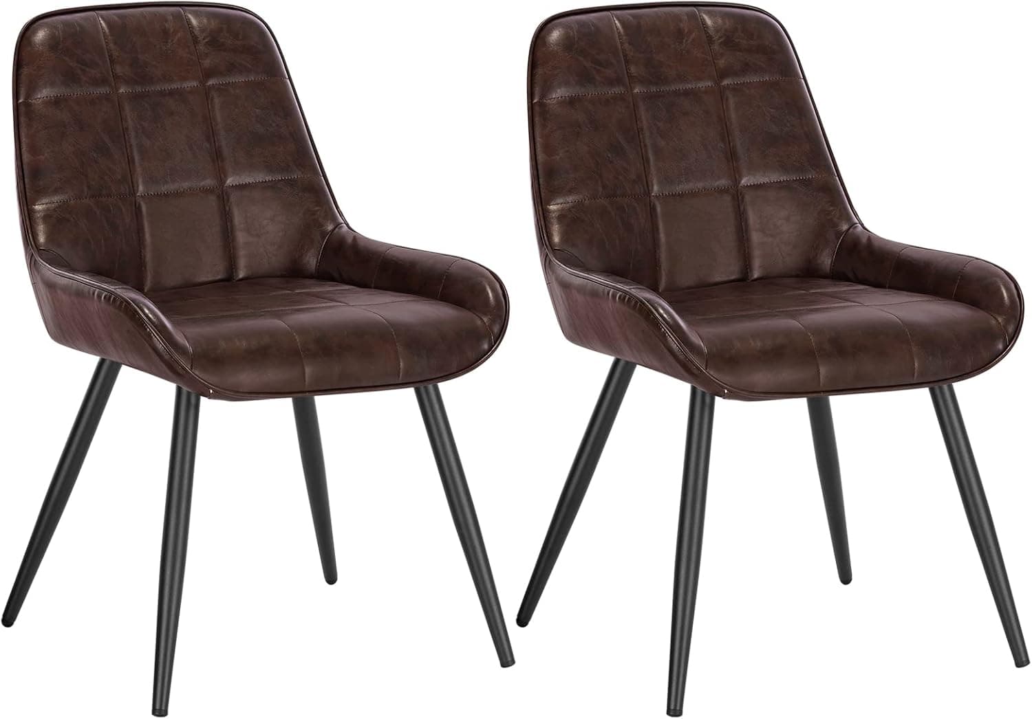 WOLTU Lot de 2 Chaises de Salle à Manger,Similicuir,Marron Foncé
