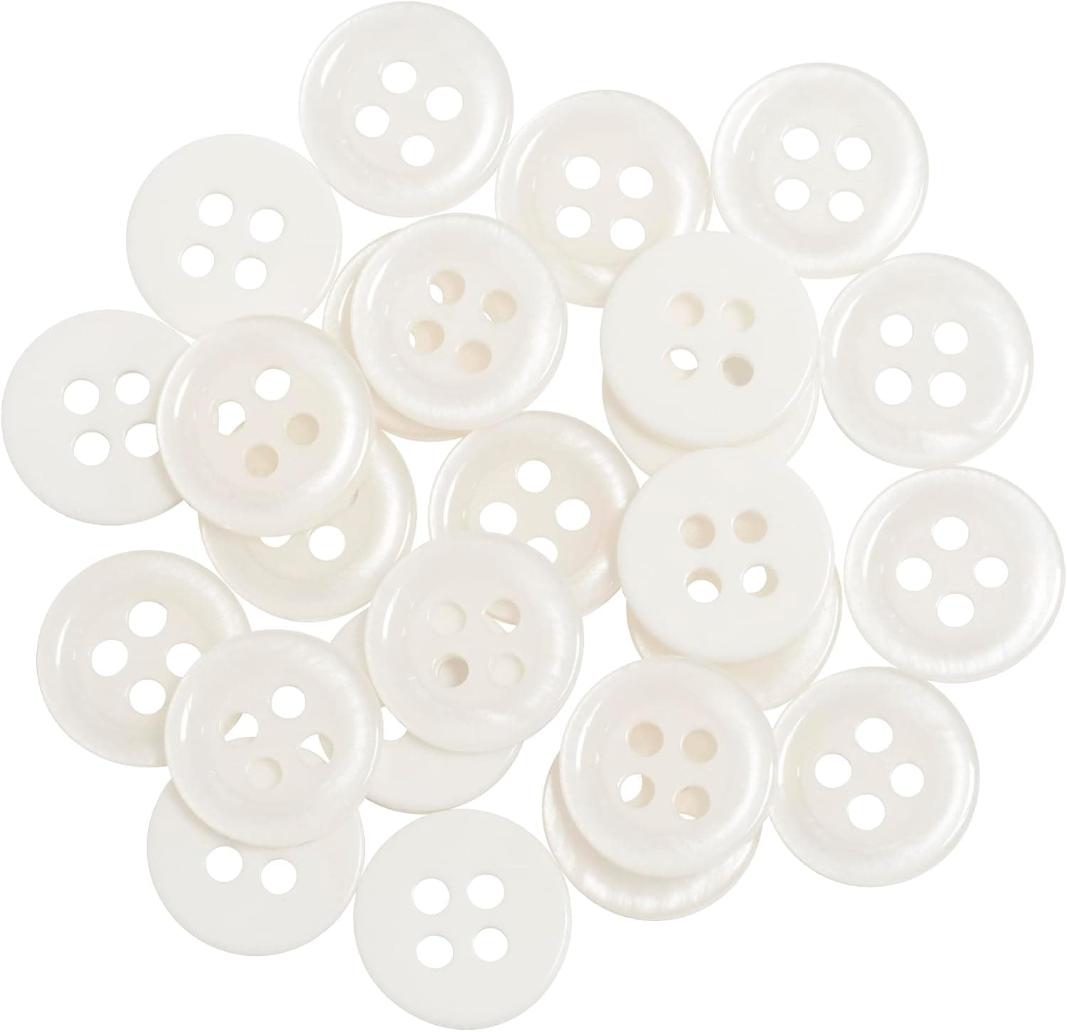AERZETIX - C67905 - Lot de 25 Boutons à coudre ronds Ø11.5x2 mm à 4 trous 18L L18 avec bord - couleur blanc - en plastique - ouverture 1.8 mm - fashion mercerie couture vêtements décoration