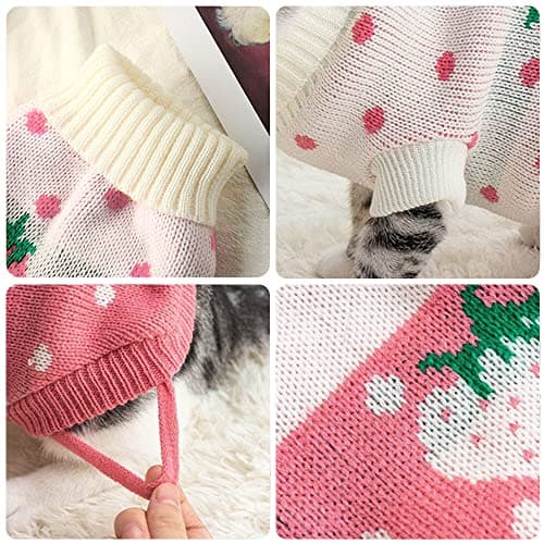 Hillylolly Pull en Tricot pour Chats, Pull pour Animaux, Vêtements de Chat sans Poil, Adorable vêtement pour Chat, Gilet pour Animaux de Compagnie, Pull Chat Tricoté Chaud (M)