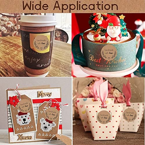 Lot de 500 autocollants cadeaux, étiquettes autocollantes, 1,5 pouces, fait maison avec amour, autocollants de Noël, autocollants cadeaux pour bricolage, pâtisserie, sacs cadeaux décoration