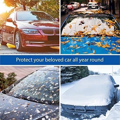 Akapola Couverture Pare Brise Avant Voiture, Magnétiques Bâche Pare Brise, Pare-Soleil Anti Givre Neige Anti Glace UV Soleil Protection Repliable Universelle pour Voiture SUV (180 x 145 x 110cm)