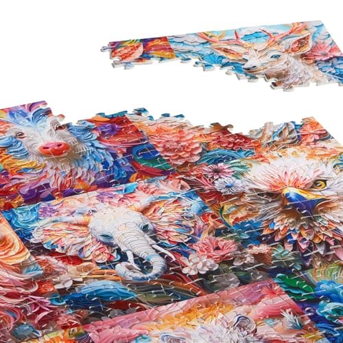 Calendrier de l'Avent Puzzle 2024, Puzzle en 3D pour Adultes et Enfants, Compte à Rebours de Noël sur 24 Jours, 24 Puzzles en Forme d'animaux, 1008 Pièces