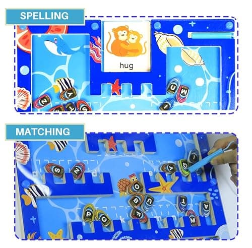 Alphabet Labyrinthe Magnetique, Puzzle Alphabet pour Enfants,Motricité Fine,Jeux Éducatif Montessori,Magnet Motricité Fine, Jouet Sensoriel Voyage