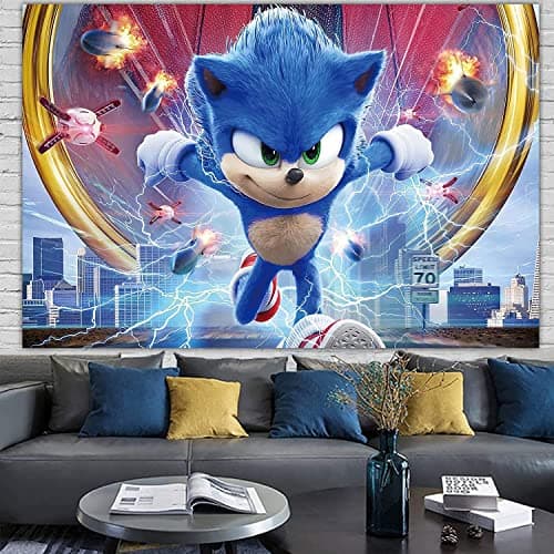 Forhome Sonic Décoration de Fête, 26 PCS Sonic Party Décorations Anniversaire Kit,sonic Photographie Décoration 150 * 100cm,Sonic The Hedgehog Ballon pour Enfants Décorations de Fête