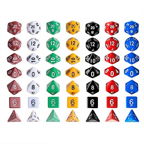 KUUQA 7 x 7 (49 Pieces) Dés polyédriques 7 Couleurs Role Playing Dice Dat de Jeu