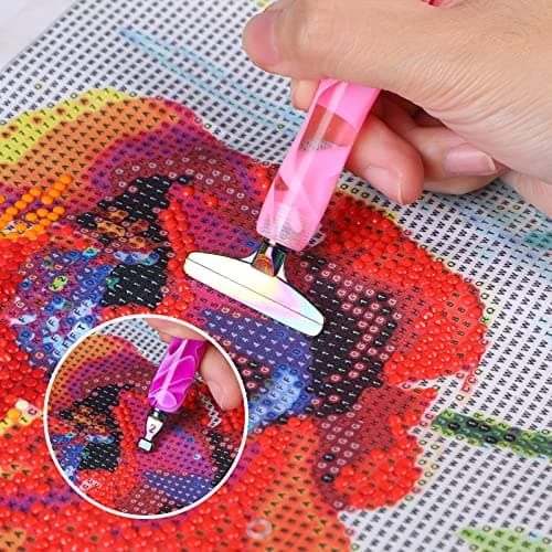 Souarts Kit de stylos de peinture diamant 5D à faire soi-même, kit d'accessoires de peinture diamant avec plusieurs têtes de stylo de rechange