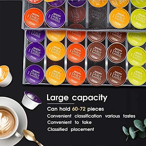 Masthome Tiroir à Capsules Dolce Gusto 72 PCS, Distributeur Dosette Dolce Gusto avec 2 Tiroirs de Rangement Dosettes, Support à Capsules à Café avec Surface Anti-Vibration, pour Maison, Bureau, Café