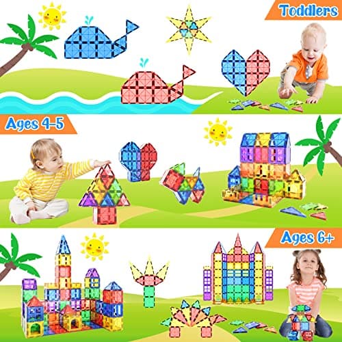 Tuiles magnétiques Jouets pour Enfants Jouets magnétiques pour Tout-Petits Blocs magnétiques Jouets de Construction Jouets Montessori d'apprentissage