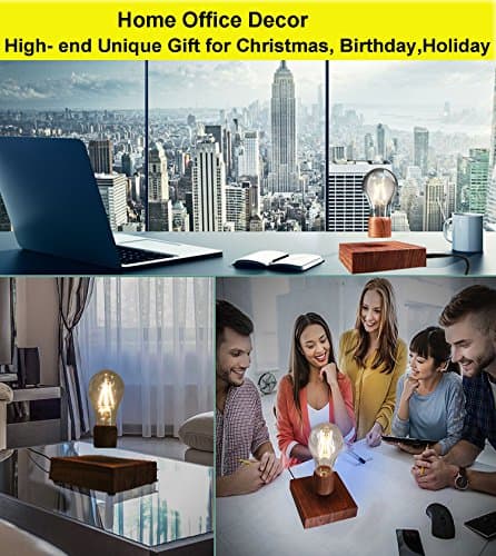 VGAzer Lampe de bureau magnétique à lévitation sans fil Ampoule LED Cadeaux uniques, décoration de chambre, lumière de nuit, décoration de bureau à la maison, jouets de technologie