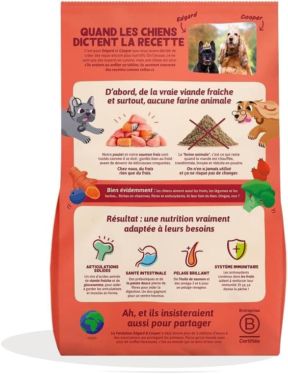 Edgard & Cooper Croquettes Chien Senior, (Poulet & Saumon, 2.5kg), Viande et poisson frais et protéines de qualité, Vrais ingrédients pour chiens, Hypoallergénique, Sans sucres ajoutés