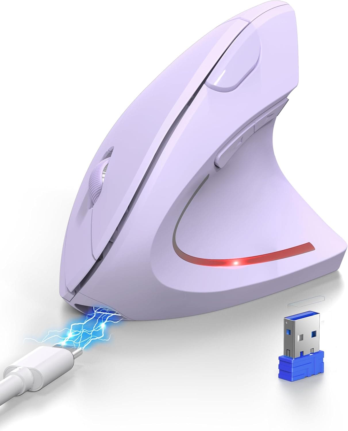 TECKNET Souris Ergonomique sans Fil Rechargeable, Souris Verticale Bluetooth 3 Modes (BT5.0/3.0+2.4G) 4800 DPI Réglable, 7 Boutons, Souris Silencieuse pour Ordinateurs, Portables, Mac, PC, Windows