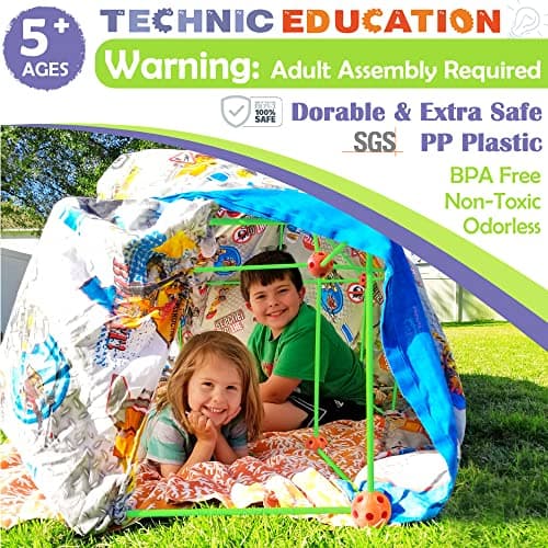 Kit de Construction de Fort pour Enfants - Brillent dans Le Noir 130 PCS Jouet Fort créatif pour garçon et Fille de 5+ Ans - Jouets de Construction STEM Châteaux de DIY Tente de Jeu Tour de fusée